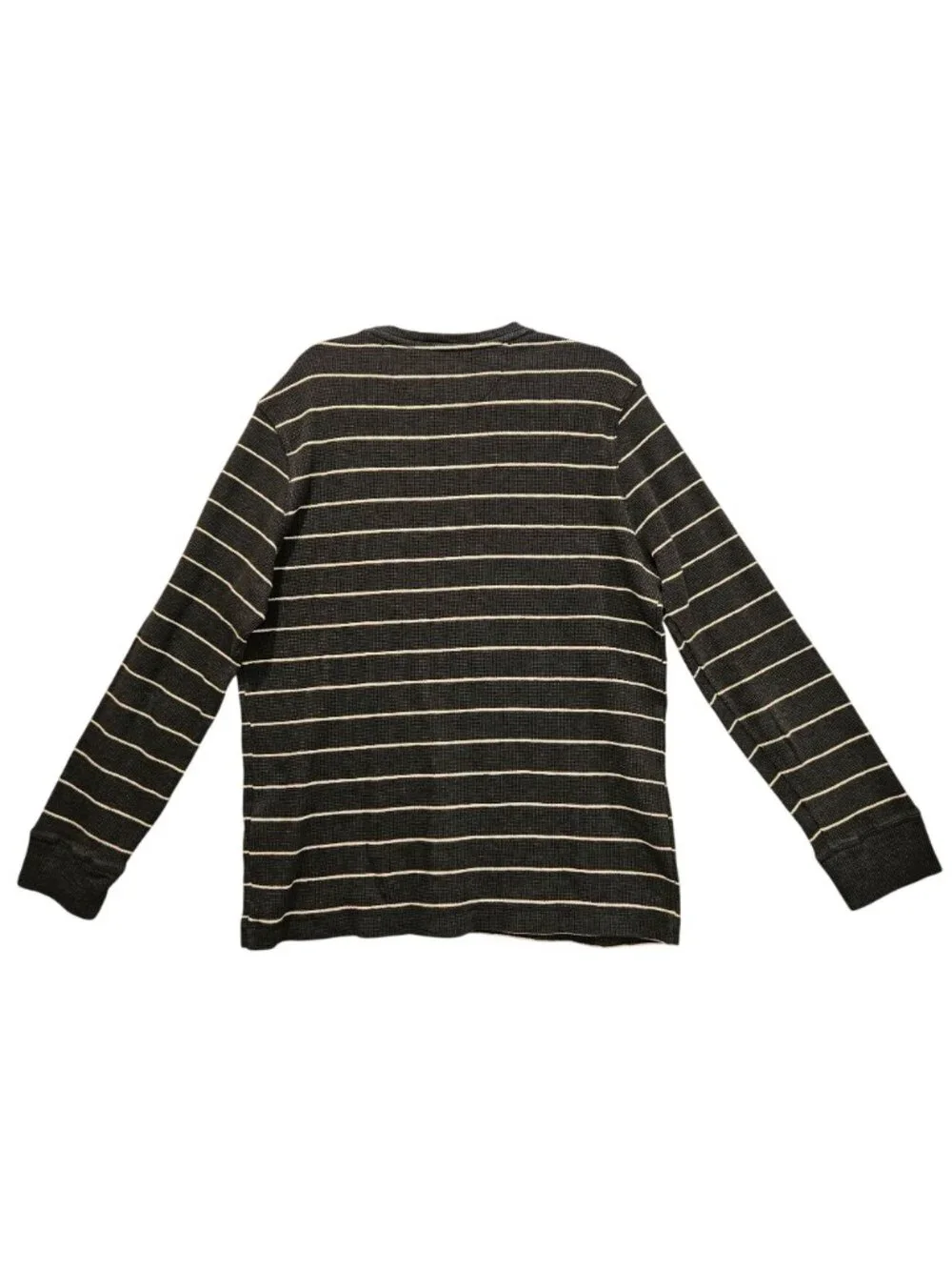 Banana Republic Pullover Mens XL Black White Stripe waffle knit crew neck casual
